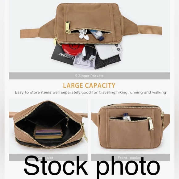 Zorfin Tan Brown Belt Bag Fanny Pack Pockets Adjustable Strap Water Resistant - Picture 14 of 16